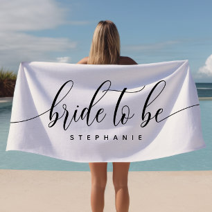 Bride To Be White Hen Party Personalised  Beach Towel