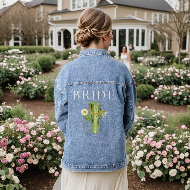 Bride To Be White Script Wedding Denim Jacket (Wedding Back)