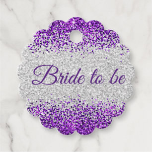 Bride to be - White Silver / Purple Sparkle Favour Tags