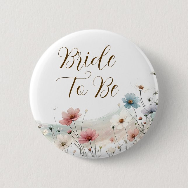 Bride To Be | Wildflower Bridal Shower 6 Cm Round Badge (Front)