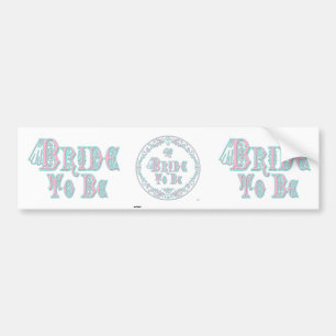 Bride To Be With Veil, Fancy Pink - Teal Vintage Bumper Sticker
