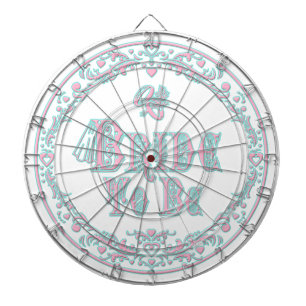 Bride To Be With Veil, Fancy Pink - Teal Vintage Dartboard