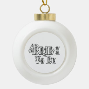 Bride To Be With Veil, Fancy White - Black Outline Ceramic Ball Christmas Ornament