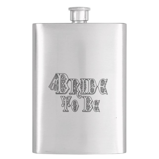 Bride To Be With Veil, Fancy White - Black Outline Hip Flask (Front)