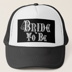 Bride To Be With Veil, Fancy White Type Trucker Hat