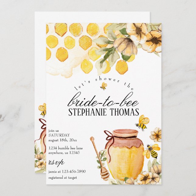 Bride to Bee Baby Shower Invitation (Front/Back)