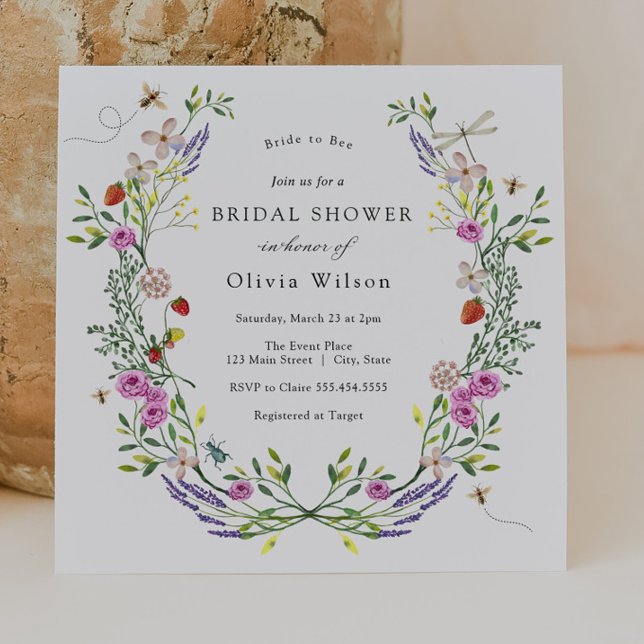 Bride to Bee Boho Floral Bridal Shower Invitation (Creator Uploaded)