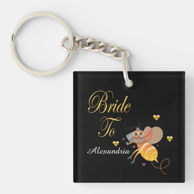 Bride To Bee Bridal Personalise Key Ring (Front)