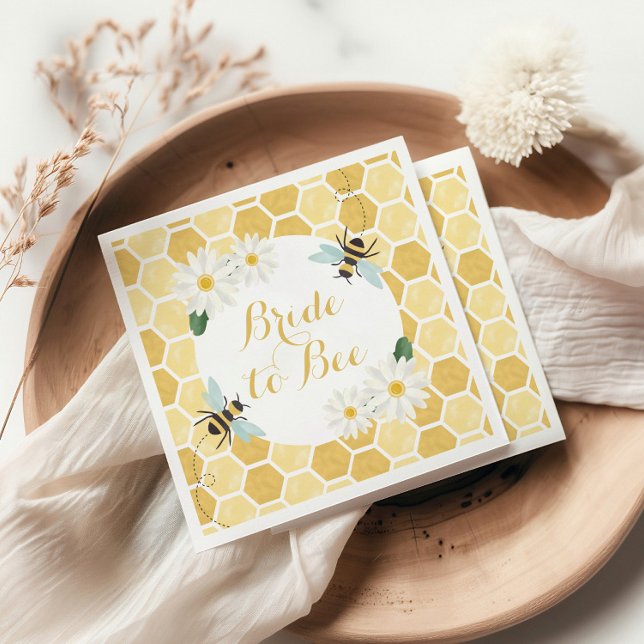 Bride to Bee Bridal Shower honeycomb and daisies Napkin (Creator Uploaded)