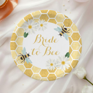 Bride to Bee Bridal Shower honeycomb and daisies Paper Plate
