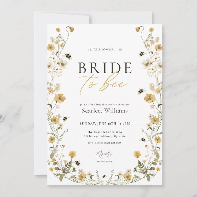 Bride to Bee Bridal Shower Invitation (Front)