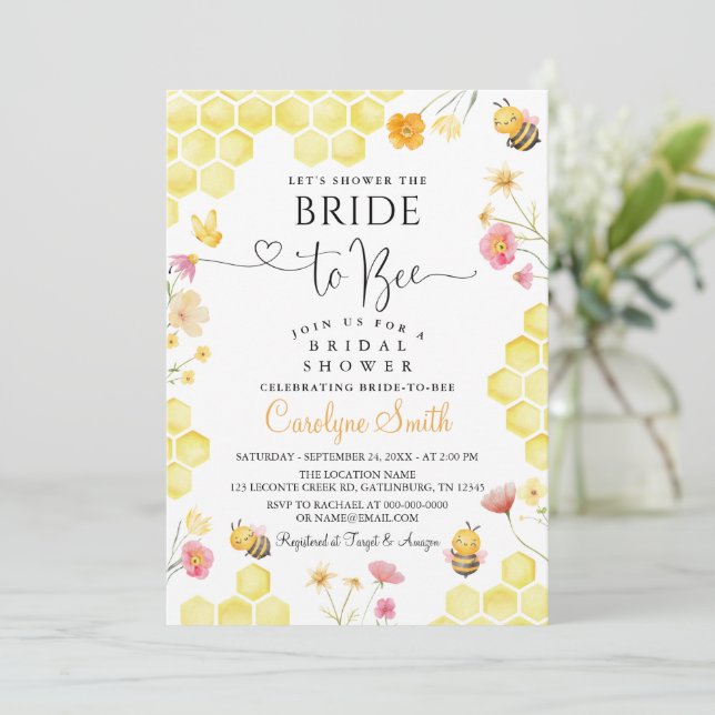 Bride to Bee Bridal Shower Invitation (Standing Front)