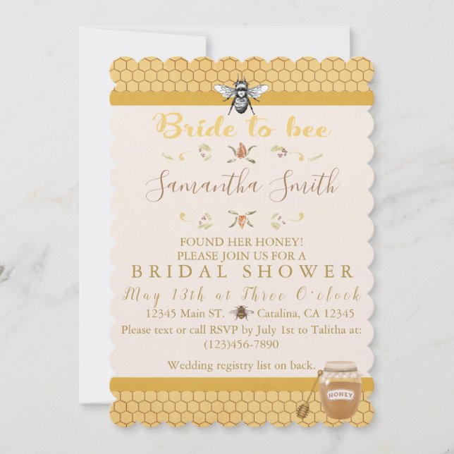 Bride To Bee Bridal Shower Invitations (Front)