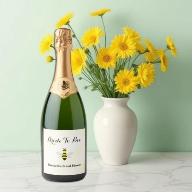 Bride To Bee Bridal Shower Sparkling Wine Label (Creator Uploaded)
