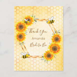 Bride to Bee Bridal shower sunflower thank you Postcard