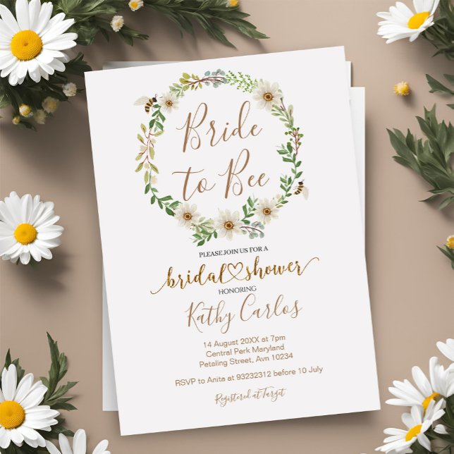 Bride to Bee Daisy Bridal Shower Invitation (Creator Uploaded)