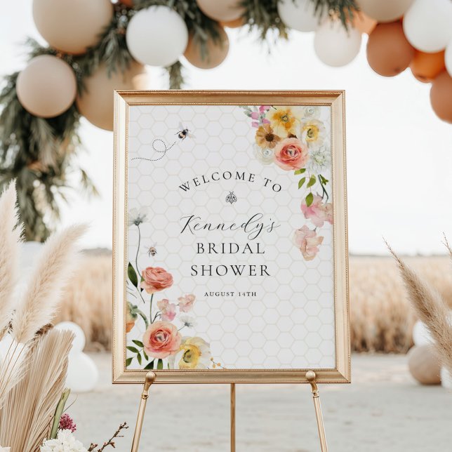 Bride to Bee Floral Baby Shower Welcome Poster (Creator Uploaded)
