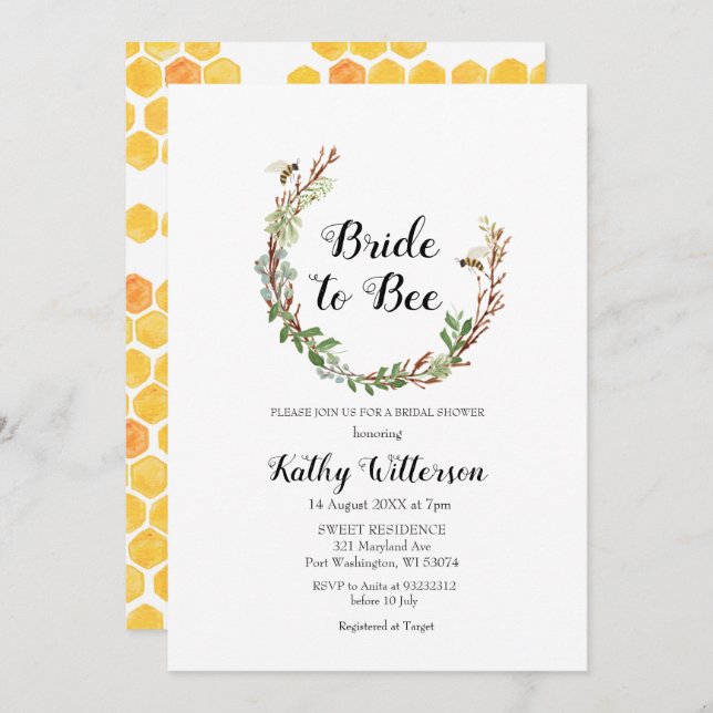Bride to bee Greenery bridal shower invitation (Front/Back)