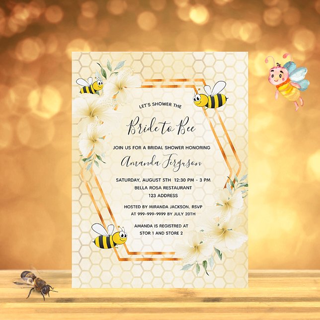 Bride to bee honeycomb bridal shower invitation postcard (Creator Uploaded)
