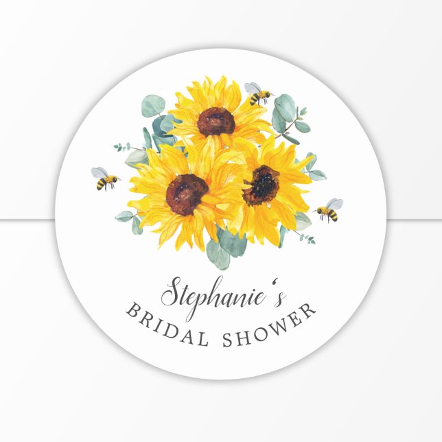 Bride To Bee Honeycomb Sunflower Bridal Shower  Classic Round Sticker (Creator Uploaded)
