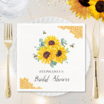 Bride To Bee Honeycomb Sunflower Bridal Shower  Napkin<br><div class="desc">These bridal shower napkins feature a watercolor floral design with sunflowers, eucalyptus leaves, honey bees and honeycomb.. You can personalise these napkins with the bride's name. These napkins are part of a collection which includes matching bridal shower products. Please visit our store or view our collection pages to see the...</div>