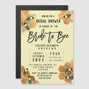 Bride to Bee Quote Gold Honeycomb Bridal Shower Magnetic Invitation