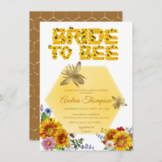  Bride to Bee | Watercolor Floral Bridal Shower Invitation (Front/Back)