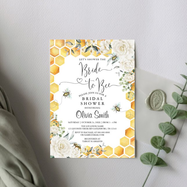 Bride to Bee White Floral Bridal Shower Invitation (Creator Uploaded)