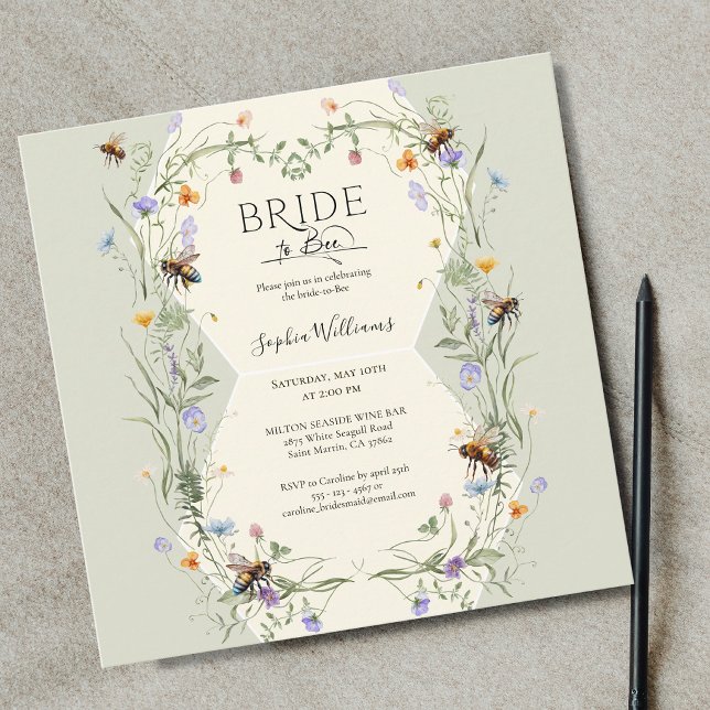 Bride to Bee Wildflower Bees Bridal Shower Invitation (Creator Uploaded)