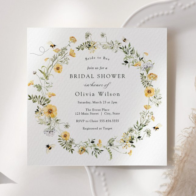 Bride to Bee Wildflower Bridal Shower Invitation (Creator Uploaded)