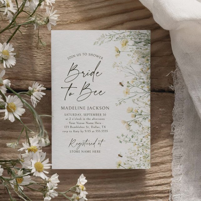 Bride to Bee Wildflower Bridal Shower Invitation (Creator Uploaded)