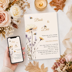 Bride to bee wildflower ivory garden bridal shower invitation