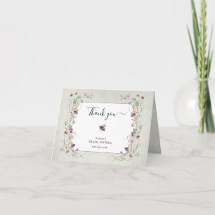 Bride to Bee Wildflower Wreath Bridal Shower Thank You Card