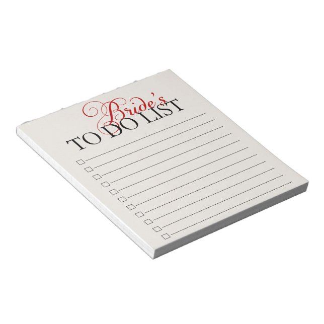 Bride To Do List Notepad (Angled)