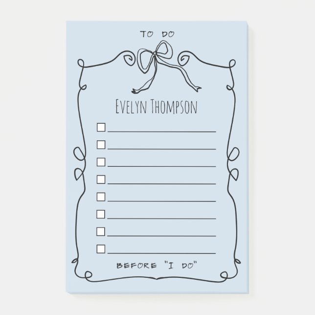 Bride To Do List Wedding Post-it Notes (Front)