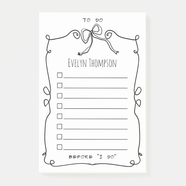 Bride To Do List Wedding Post-it Notes (Front)
