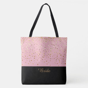 Bride Tote Bag Pink & Petite Golden Stars