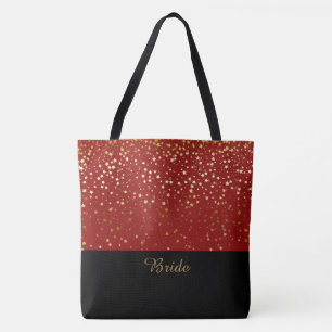Bride Tote Bag Red & Petite Golden Stars