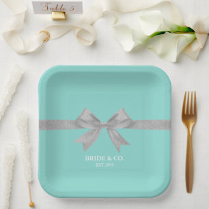 BRIDE Touch Of Silver Personalised Shower Party Paper Plate