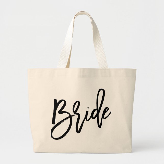 Bride Trendy Lettering Large Tote Bag (Front)