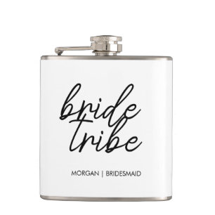 Bride Tribe   Bachelorette Bridesmaid Modern Hip Flask