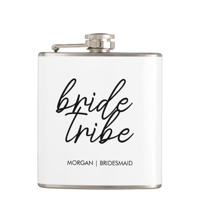 Bride Tribe | Bachelorette Bridesmaid Modern Hip Flask (Front)