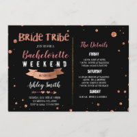 Bride tribe Bachelorette Itinerary invitation