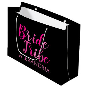 Bride Tribe Bachelorette Party Hot Pink Black Large Gift Bag
