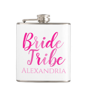 Bride Tribe Bachelorette Party Hot Pink Hip Flask