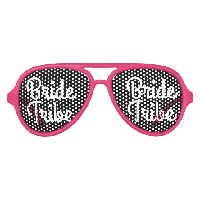 BRIDE TRIBE bachelorette pink & black party shades (Front)
