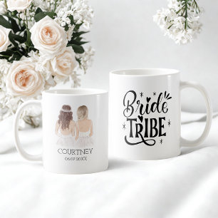 Bride tribe black modern script custom wedding coffee mug