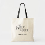 Bride Tribe Black Script Custom Bridesmaid Tote Bag<br><div class="desc">Fun "Bride Tribe" in vintage script wedding tote bag in that can be personalised for everyone in your bridal crew. Great to use for all wedding functions.</div>