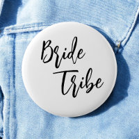 Bride Tribe Black White Elegant Wedding Button