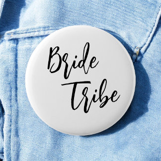 Bride Tribe Black White Elegant Wedding Button